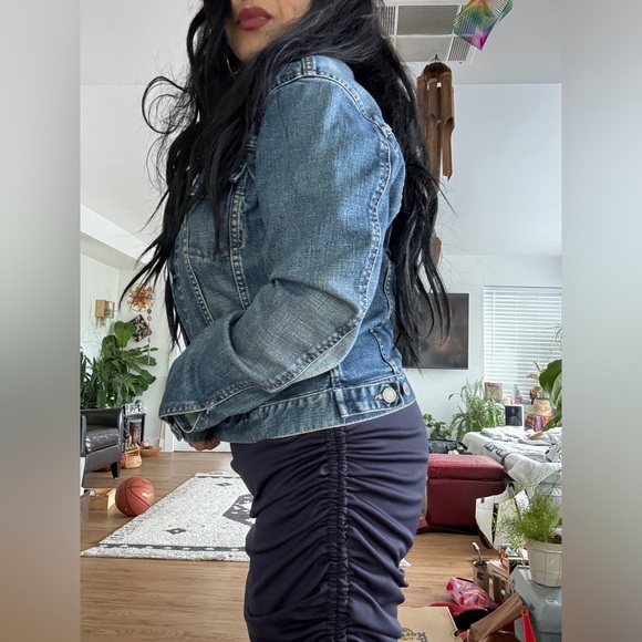 Women’s Rider Style Stretch Jean Jacket Size Medium United Colors of Benneton - Picture 3 of 14